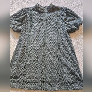 🌈Cable & Gauge Green Regalcore Short Sleeve High Neckline